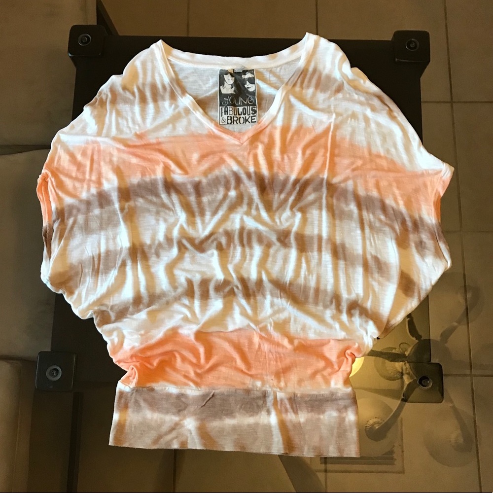 Young Fabulous & Broke White and Peach Ombre Batwing Top